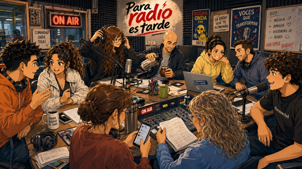 Para radio es tarde – Equipo en estudio
